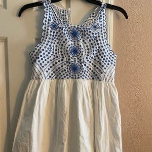 Girl’s Zara Embroidered Top blue  and white size 9